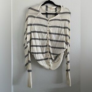 Free People Striped Cardigan Lightweight Boho Classic Size M Flaw